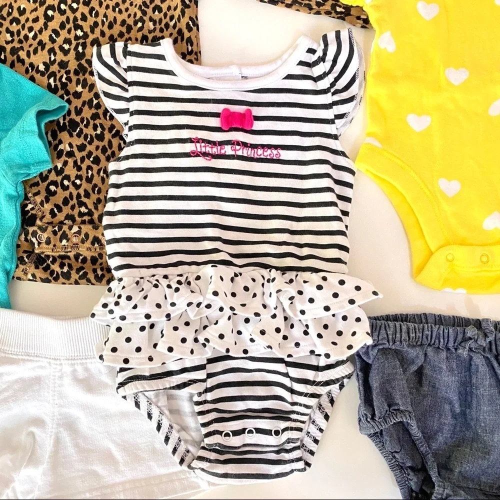 Baby Girl Clothes Bundle 6M Lot Bodysuits Shorts Outfits Mixed Brands 6pc